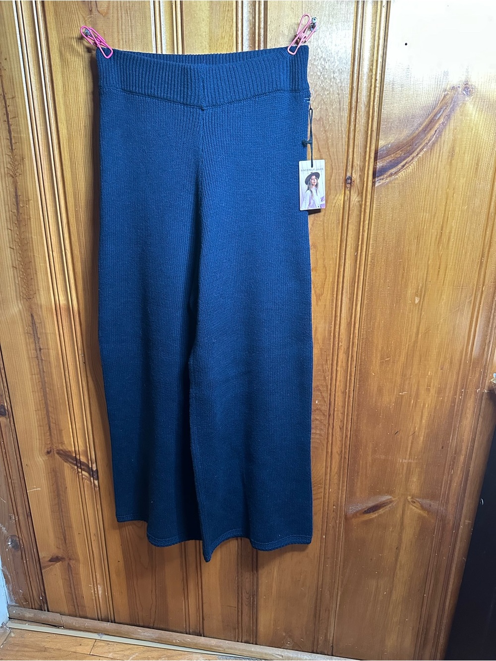 Sincerely Jules Navy Knit Wide-Leg Pants